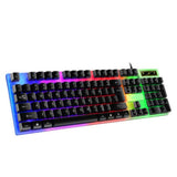 TEDILUVI Colorful Lighting Wired Mechanical Keyboard Set 1000 Dpi 104 Keys Rainbow Led Backlight Gaming Keyboards