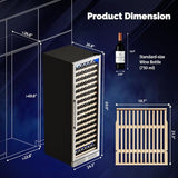 ROVSUN 171 Bottles Wine Cooler Refrigerator, 24'' Built-in Wine Fridge with Compressor & Fan-forced