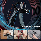 JTHEW Grip Strength Trainer - Adjustable Resistance 11-132lbs/5-60kg Hand Gripper & Forearm Strengthener Device with Smart Counter for Sports & Rehab (black grey, 5-60kg)