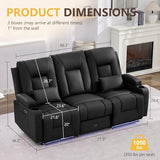URRED Wall Hugger Power Reclining Loveseat Sofa，Black：77.3" - 3 Seats