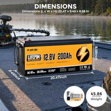 Rvpozwer 12V 200Ah LiFePO4 Deep Cycle Lithium Battery with 200A BMS 2 Pack