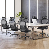 Sweetcrispy Office Computer Desk Chair, Ergonomic High-Back Mesh Rolling Work Chairs with Wheels and Adjustable Headrests, Black