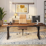 70.8-Inch Executive Desk, Large Computer Office Desk Workstation, Modern Simple Style Laptop Desk (Brown/Black, 70.8 Inch)