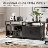 FEZIBO 66 Inch Executive L Shaped Standing Desk with 2-Drawer File Cabinet, Electric Height Adjustable Stand up Desk