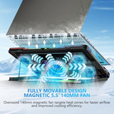 Gaming Laptop Cooling Pad with Movable Fan and Automatic Speed Adjustable by Temperature,Music Sync RGB Light