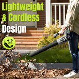 Leaf Blower Cordless, 2 x 4.0Ah with Battery and Charger, 5 Speed & Turbo Mode 650CFM 180MPH Blowers for Lawn Care, Lightweight Electric Leaf Blowers for Lawn