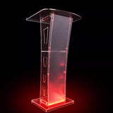 Modern Acrylic Podium Stand - Clear Lectern & Pulpit for Churches, Weddings, Classrooms & Conferences - Sturdy Floor-Standing Design with Wide Reading Surface