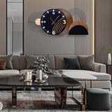 39.3X17.7 inch Extra Large Wall Clock, Modern Luxury Wood and Metal Decorative Clocks for Living Room, Silent Non-Ticking Big Hanging Clock, Battery Operated Wall Decor Gift Idea
