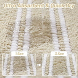 Bathroom Rugs Non Slip Washable 24x17, Ultra Soft Super Absorbent Bath Rugs for Bathroom Floor, Shaggy Chenille Bath Rug, Microfiber Plush Quick Dry Bath Mat for Bathtub, Sink and Shower, Beige
