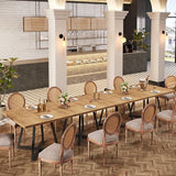 Tribesigns Square Commercial Dining Table Set of 4, 31.5" Heavy Duty Dinner Table with Metal Base, Wooden Kitchen Table