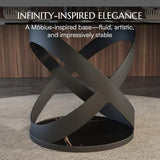 POVISON 51" Modern Round Dining Table, Glass