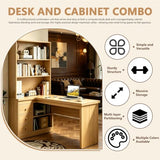 L Shaped Office Desk with Hutch, 1"Thick Corner Computer Desk, 3 Drawers