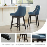 CHITA 26" Counter Height Swivel Bar Stools, Blue Faux Leather, 4-Pack