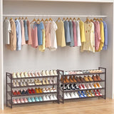 NEYCIL Large Shoe Rack 8 Tier Shoe Organizer, Heavy Duty Metal 4-Tier Stackable Shoe Storage Vertical Shoe Rack for Closet Front Door Entrance, Up to 50 Pairs, 44.8" W x 11.4" D x 56.7" H, Bronze