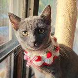 Aoeeki Cat Collar Breakaway, Kitten Collar with Cute Bow Tie Strawberry Pattern Comfortable for Kitty and Small Puppies, Bandana Fits Neck 2-3 Inches (White)