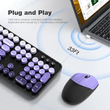 Wireless Keyboard and Mouse Combo, 2.4GHz Retro Typewriter Keyboard Full Size