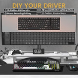 Wireless Mechanical Gaming Keyboard with Knob, Bluetooth 5.0/2.4GHz/USB C Wired Creamy Keyboard with Number Pad for PC Computer