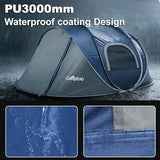 CampExo Camping Tent, Pop Up Instant Tent for 2-3 Person, Sets Up in Just Seconds, Waterproof Durable Tent with Carry Bag for Camping Hiking Outdoor (Navy Blue)