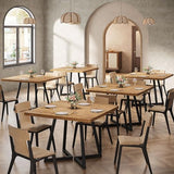 Tribesigns Square Commercial Dining Table Set of 4, 31.5" Heavy Duty Dinner Table with Metal Base, Wooden Kitchen Table