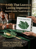 Large Double Spoon Rest Green Ceramic Maple Leaf for Stove Top and Counter