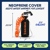 SUN NINJA Portable Shower, 2.1Gal Camping Shower with 7 Mode Shower Head, Neoprene Cover Helps Keep Water Warm, High Pressure Hose, Easy to Carry, Black and Orange