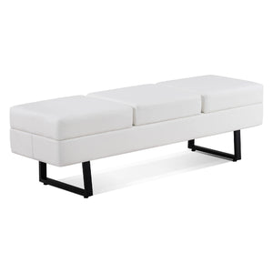 Waiting Room Chairs, Heavy Duty Office Guest Reception Bench, Faux Leather (Cream White) BarberPub