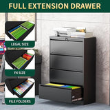 4 Drawer Lateral File Cabinet with Lock, Metal File Cabinets for Home Office