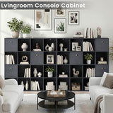 Black Cube Storage Organizer, 16 Open Cubes Bookshelf with 3 Storage Drawers