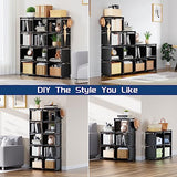 Mavivegue Book Shelf, 12 Cube Storage Organizer, DIY Bookcase, Metal Bookshelf, Tall Book case, Black Cubicle Rack