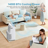 GarveeTech 14000 BTU Portable Air Conditioner - 4 in-1 Cooling, Dehumidifier, Fan & Sleep Mode, Quiet AC Unit for Rooms up to 750 Sq.Ft, 24H Timer, Remote & Window Kit Included, White Top Cover