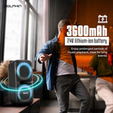 Party Speaker Dolphin Bluetooth SP-2080RBT - Dual 8” Woofers, Wireless Mic, Deep Bass & LED Lights with USB/SD, Rechargeable Battery – Huge Bluetooth Party Speaker for Indoor & Outdoor Use - Black