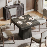 Tribesigns Square Dining Table for 4, 31.5-Inch Small Kitchen Table with Sturdy Pedestal Base, Farmhouse Dinner Table for Dining Room, Living Room, Kitchen (Gray)