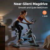 YOSUDA Exercise Bike, Brake Pad Stationary Bike for Home with Exclusive App, Magnetic Indoor Cycling Bike with 300 lb Weight Capacity, Low Noise, Magnetic-Black