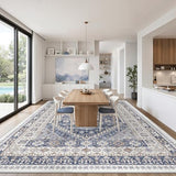 12x15 Area Rugs for Living Room,Large Washable Rug,Blue