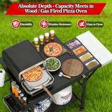 AOKEMAi Grill Table for Oon Pizza Oven Accessories, Ninja Pizza Oven Table with Extendable Desk - Fit Gozney, Solo Stove, Durable Outdoor Grill Cart Stand with Food Prep Topping Station for Backyard