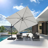 PURPLE LEAF 9.8' X 9.8' Left-right Tilting Patio Umbrella Outdoor Cantilever Swivel Square Umbrella Aluminum, White