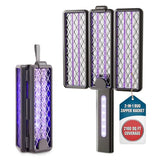 Flowtron 2-in-1 Tri-Fold Bug Zapper Racket | Portable Insect Killer with UV Light, 2100 Sq Ft Coverage, 3-Hour 2000mAh Rechargeable Battery, Compact Travel Design