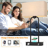 Set of 2 Wireless Charging Touch Control 3-Way Dimmable Table Lamps, Beside Nightstand Lamps for Bedroom with USB Port & AC Outlet