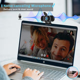 1080P Webcam with Microphone/Tripod/Privacy Cover/Wide Angle 110°, Plug & Play, USB Web Camera