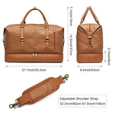 Leather Travel Duffle for Women Men Weekender Overnight Carry Weekend Duffel Bag with Shoe Pouch