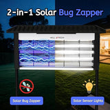 ZETAWALE Solar Bug Zapper Outdoor Mosquitos Zapper Solar Powered Bug Zapper Outdoor Camping Fly Control for 4000 sq.ft Waterproof Fly Killer Solar Mosquito Zapper for Garden Lawn and Back Yard
