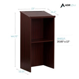 Adir Wooden Podium Stand - Speaking Podium with Storage Shelf, Hostess Stand for Restaurant, Lecture Podium