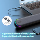 Desktop Computer Speakers, Stereo Soundbar, Bluetooth 5.3, USB/Type-C Power and Audio Transmission, Plug-and-Play