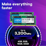 Crucial 32GB DDR4 RAM Kit (2x16GB), 3200MHz (PC4-25600) CL22 Laptop Memory, SODIMM 260-Pin