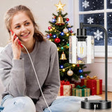 Table Lamp with USB A+C Ports and Outlet, Fully Stepless Dimmable Modern Nightstand Lamp