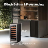 Ca'Lefort 15 Inch Wine Fridge, 33-Bottle Wine Cooler Refrigerator | 40-65°F Control
