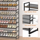 NEYCIL Large Shoe Rack 12 Tier Shoe Organizer, Heavy Duty Metal 6-Tier Stackable Shoe Storage Vertical Shoe Rack for Closet Front Door Entrance, Up to 75 Pairs, 44.8" W x 11.4" D x 85.1" H, Black