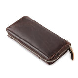 Genuine Leather Wallet Man Large Capacity Functional Handbag Oil Wax Bag Purse Pocketbook Billfold Moneybag