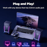 Gaming PC Speakers with Enhanced Bass and Volume Control, Stereo 2.0 USB Powered 3.5mm Aux Multimedia Speakers for Laptop