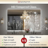 Keonjinn 60" x 36" LED Backlit Mirror Bathroom, Safe HD Tempered Glass